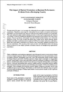 The impact of market orientation on business performance: Evidence from ...